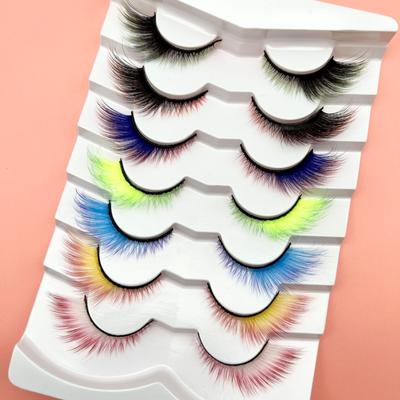 Barevné kočičí řasy s přechodem Seven-Link Barevné řasy pro vánoční fázi Makeup Barevné krátké umělé řasy