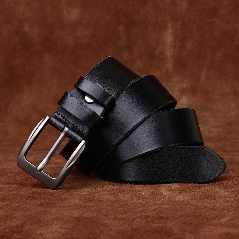 Retro Fashion Simple Versatile Casual Belt Men'S Leather Pin Buckle First Layer Cowhide Men'S Jeans Belt Men'S
