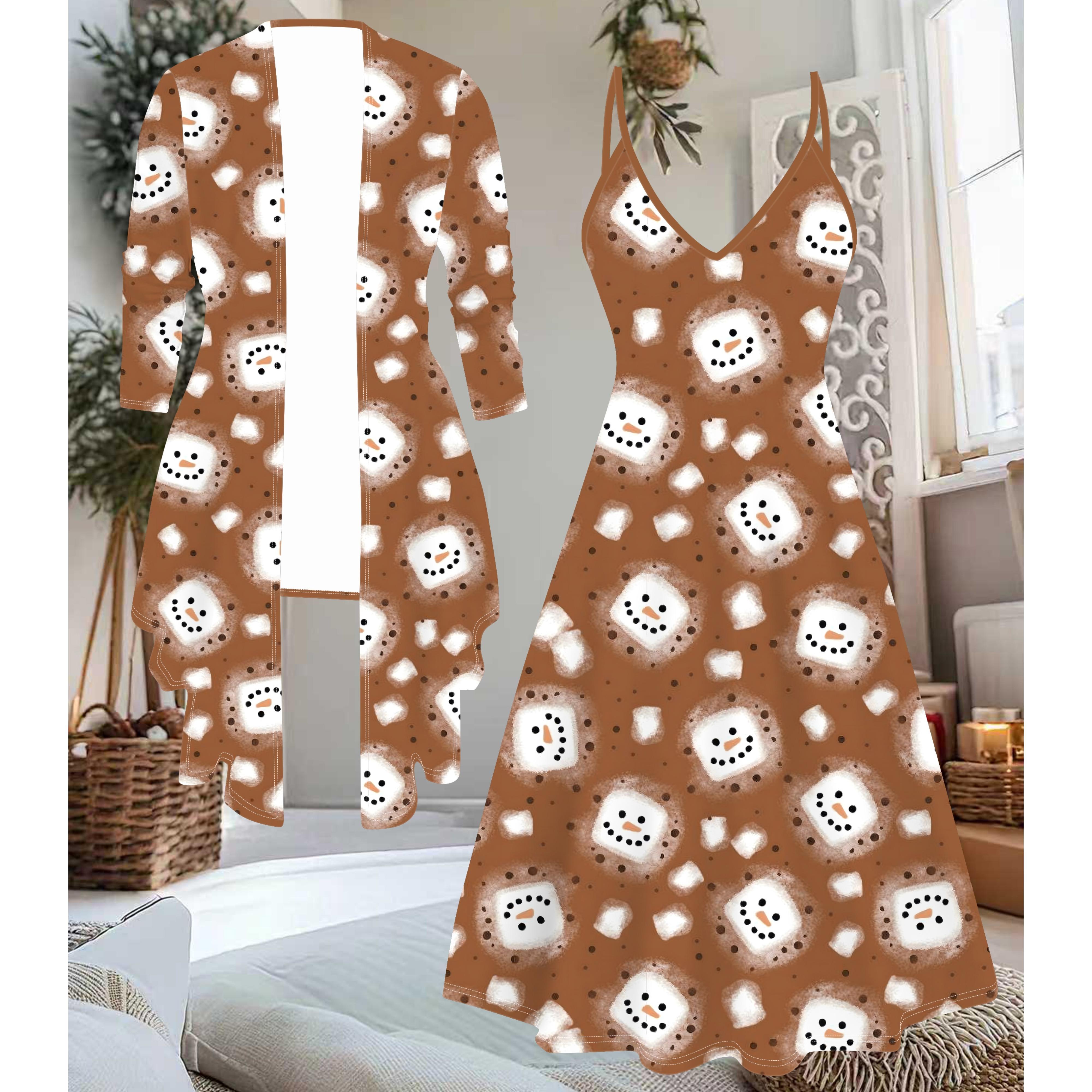 

3D Christmas Printed Set Dress Coat for Valentine s Day, Eccentric Classical Totem Fashion Print,suitable for Various Scene Fashion Styles XXL коричневий