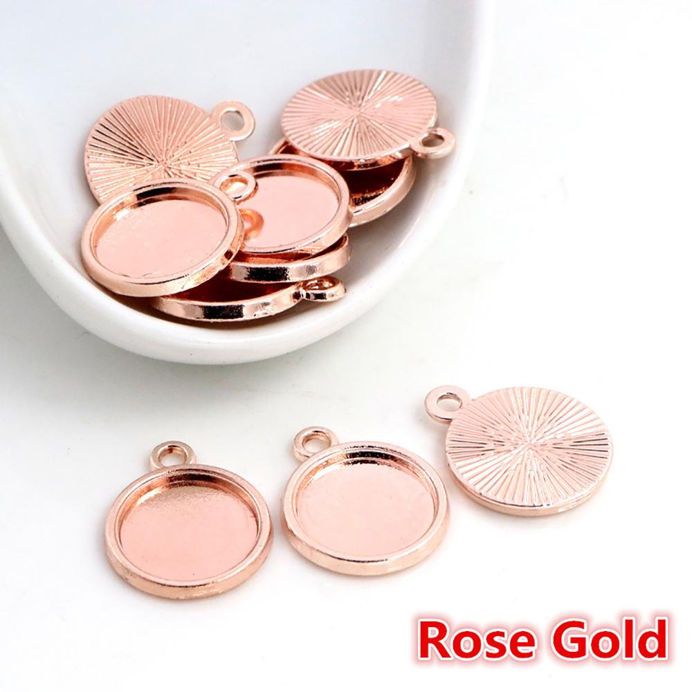8mm 10mm 12mm Inner Size Classic 7 Color Plated One Sided Single Hanging Simple Style Cabochon Base Setting Pendant