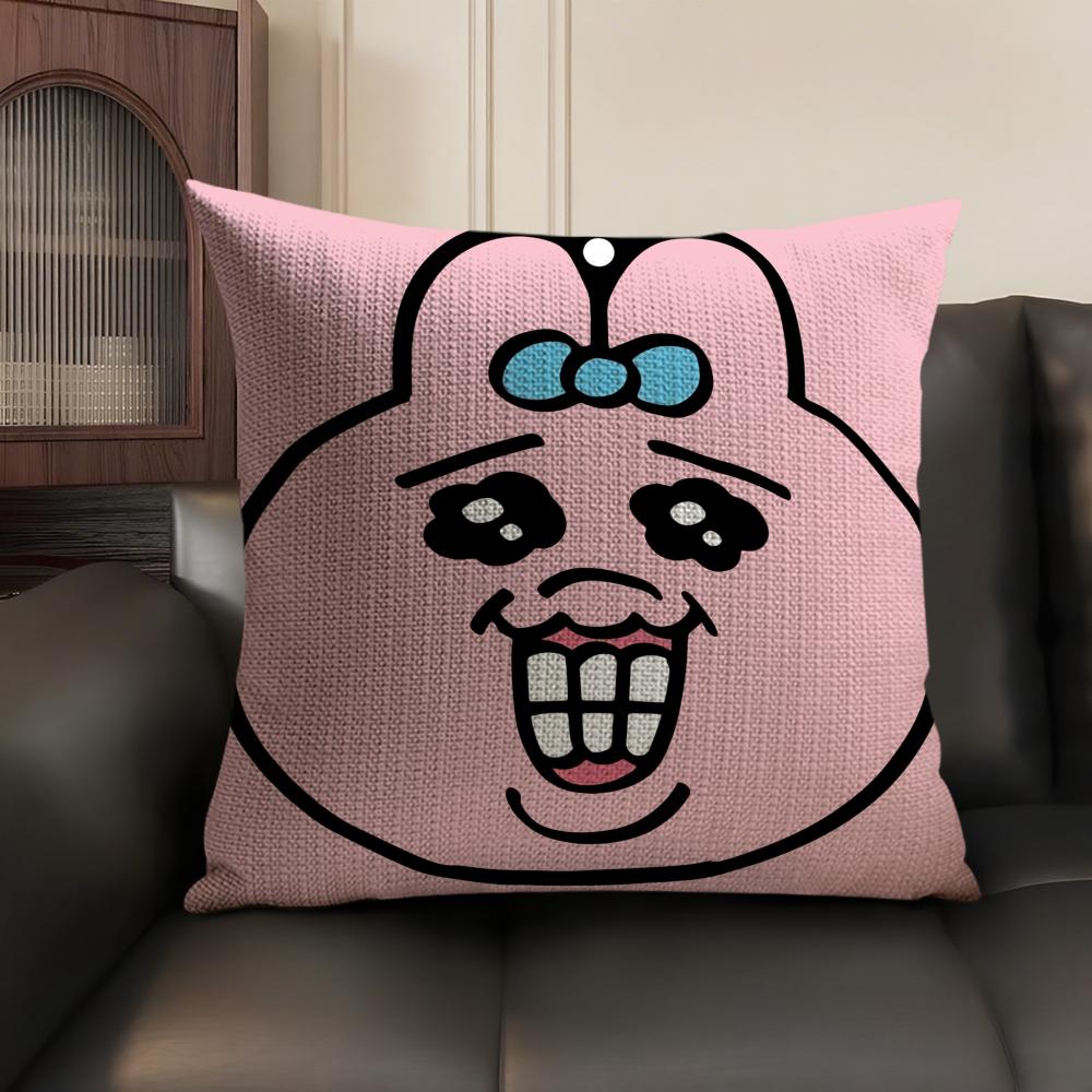 Cartoon OOpanchu Usagi Cushion Cover Natural Linen Organic Fabric DoubleSided Printing Sofa Home Decor Gift Pillow Case