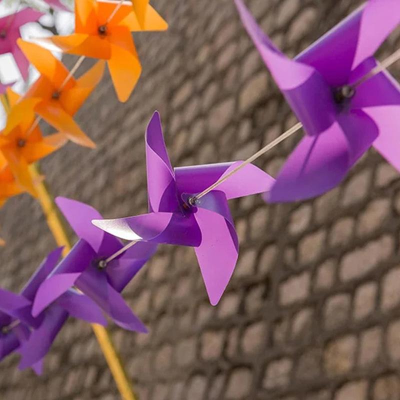 100Pcs Plastic Pinwheels Fiesta Flag Party Supply Hanging Windmill With 30 Metres Rope Home Garden Indoor Outside Decoration