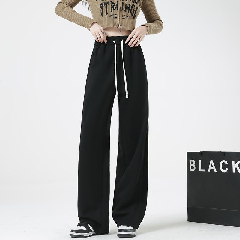 Gray sweatpants women's spring and autumn 2026 new high waist loose drape American sweatpants casual straight wide-leg pants