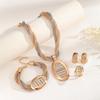 Handmade Tricolor Mesh Jewelry Set: Necklace, Earrings, Ring, Bracelet - European & American Design for Middle Eastern Ladies