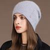 New Style Winter Women Hat Decorate Beanie Hat Simple Design Rabbit Fur Blend Warm Winter Cap Y2K Female Outdoor Knitted Hat