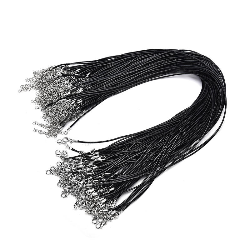 100Pcs Wax Line Necklace Pendant Charms Cord Beads String Lobster Strap Rope Diy