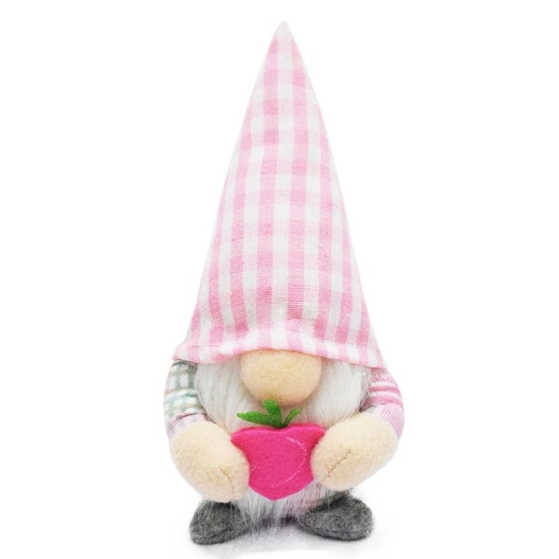 

Peachs/Check Shaped Gnome Doll Lovely Holiday Decorations Festival Faceless Dwarfs Figurinees Rudolphs Ornament for Kids