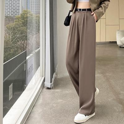 Suit Pants Pants for Women's Spring New High-waist Straight-leg Casual Pants Loose Drape Wide-leg Pants