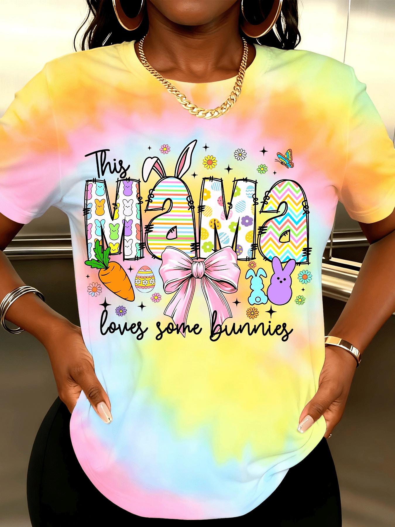 

Easter Bunny ; Egg Print Tie-Dye T-Shirt - Spring Rabbit Suitable for Moms. Casual Summer Blouse Top. Machine Washable Holiday Celebration Gift for Ea XL дубильная кора