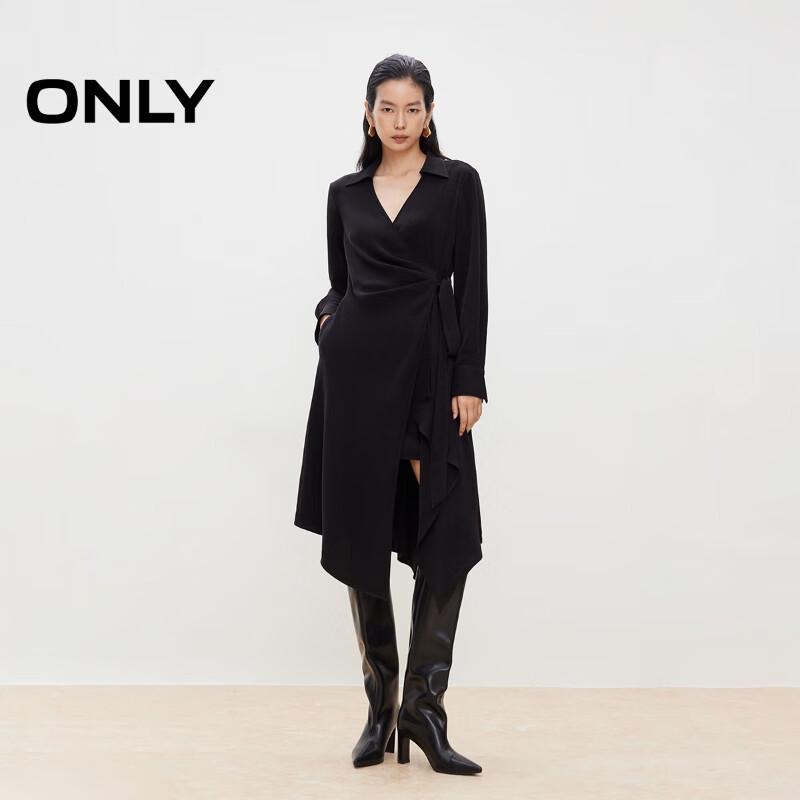ONLY Women's Asymmetric Hem Long Sleeve Little Black Dress