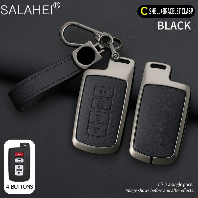 Genuine Leather Auto Key Fob Cover Case Protector Housing Fit For Toyota Camry Corolla Rav4 Highlander Avalon Automotive Auto Accessories