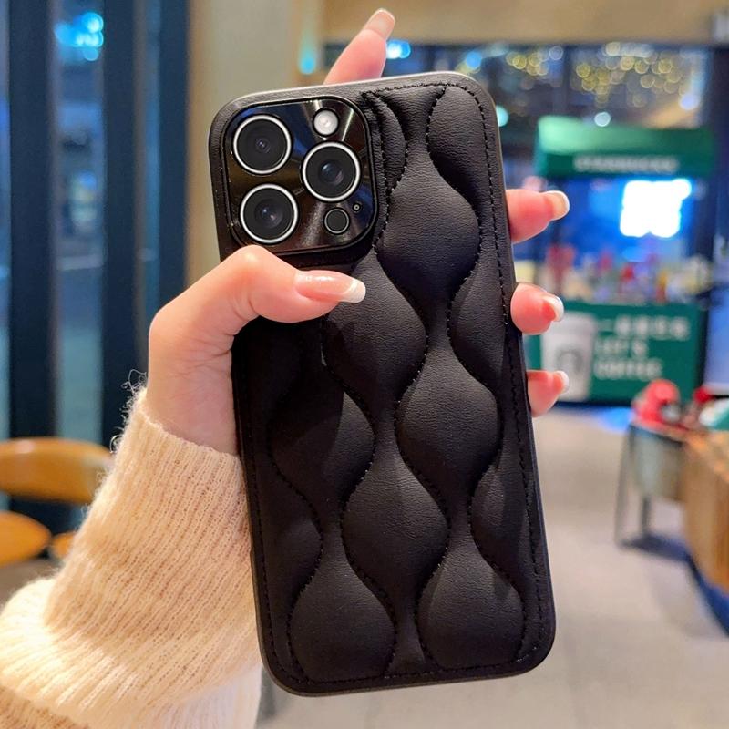 For iPhone 16 Pro Case Creative Chic Gourd Texture Leather+TPU Phone Cover