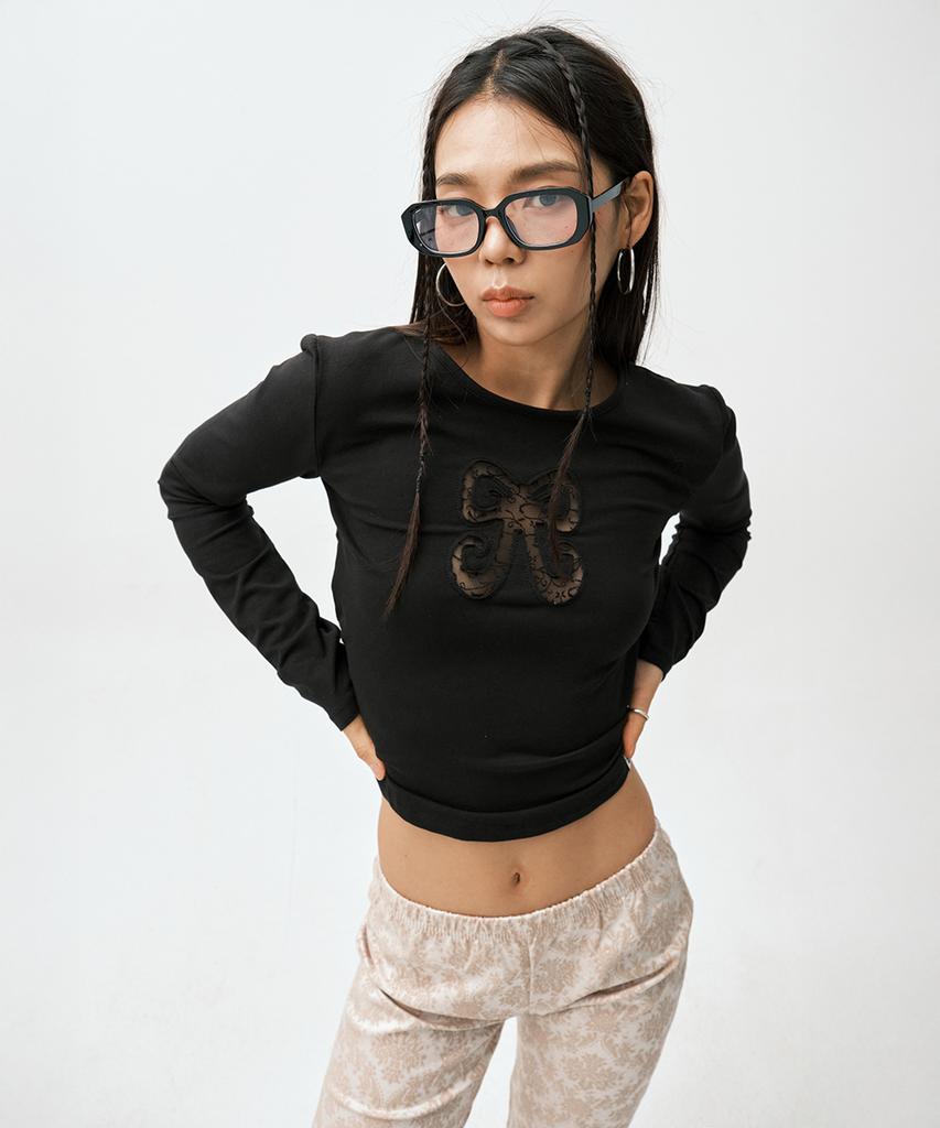 Soleubi Ribbon Lace Tee / Black