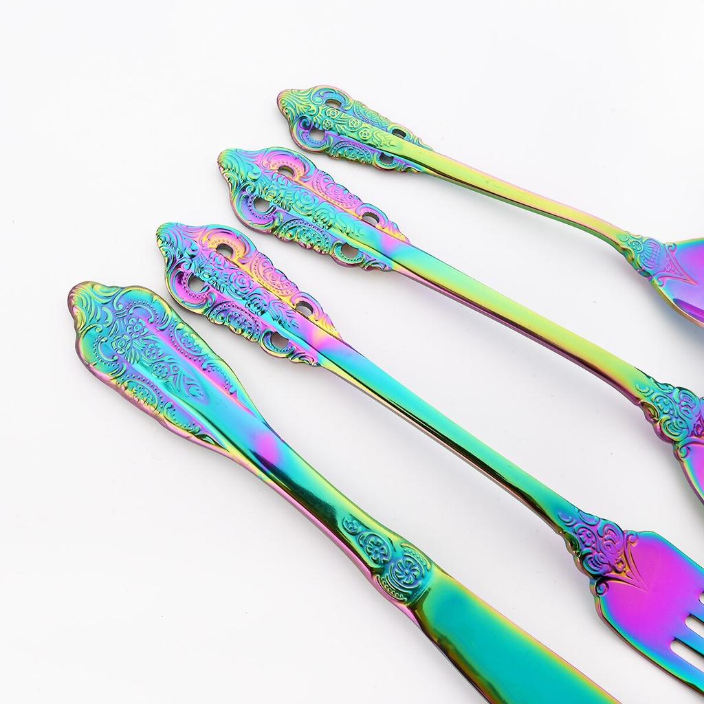 24Pcs Gold Cutlery Set 18/10 Stainless Steel Dinnerware Set Knives Fork Spoon Dinner Tableware Party Kitchen Flatware Silverware