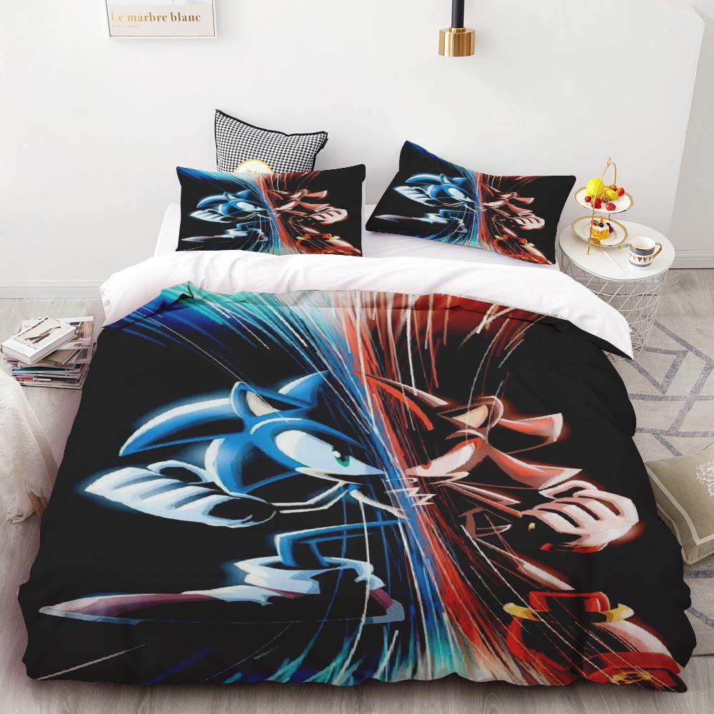 Teens Duvet Cover Sonic Hedgehog Cartoon Bedding Set Quilt Cover Set Twin Full Queen Comforter Cover Bedroom