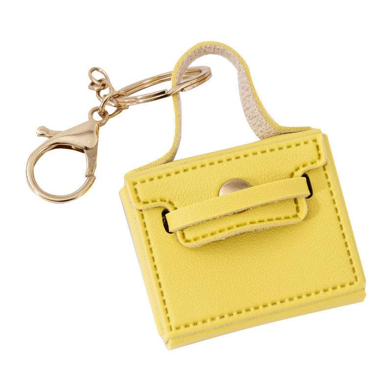 Cross-border solid color small square bag creative gift mouth red envelope keychain earphone bag car pu key chain pendant wholesale