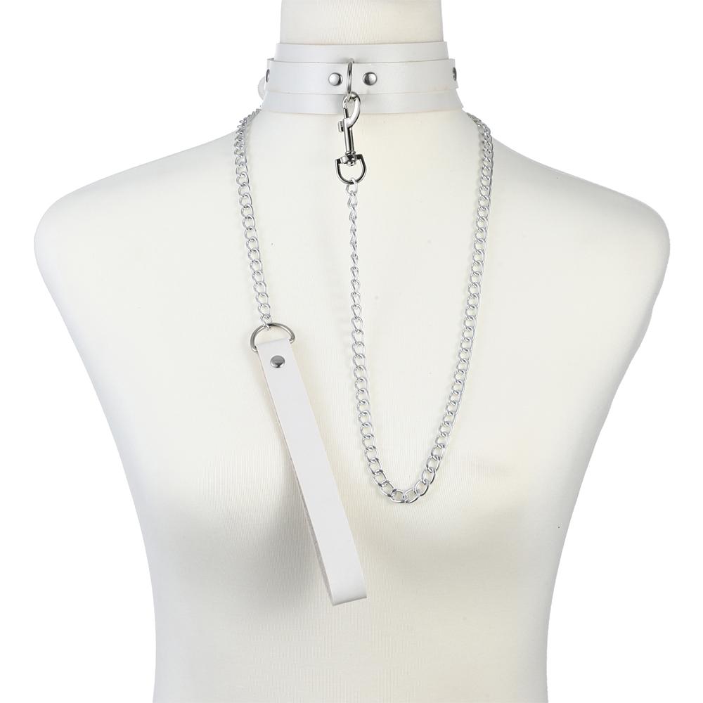 Chain Leash Choker Collar for Women Alt Fashion Leather Chocker Sexy Costume Jewelry Halloween Cosplay Accessories