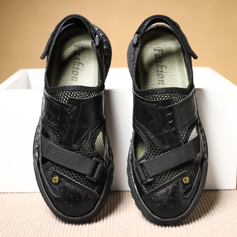 

Модные горячая распродажа летние мужские сандалии для отдыха на открытом воздухе нескользящие мужские пляжные сандалии Baotou дышащая обувь модные мужские прогулочные дорожные сандалии 46 чёрный