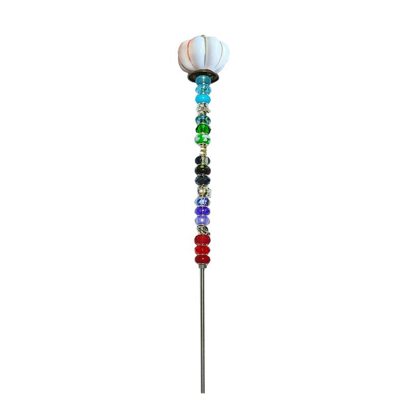 

M-Modern-Beaded Garden Stakes Handmade Garden Fairy Wand Garden Stake Potted Plant Stake Fairy Wand Stakes For Garden Decor білий