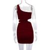 2025 Women's One-Shoulder Cutout Bodycon Dress - European & American Style, Sexy Short Skirt