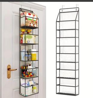 

The Door Hanging Organizer - 5-Shelf Room Storage with Clear Plastic Pockets for Behind The Door - for Closet, Bedroom чорний