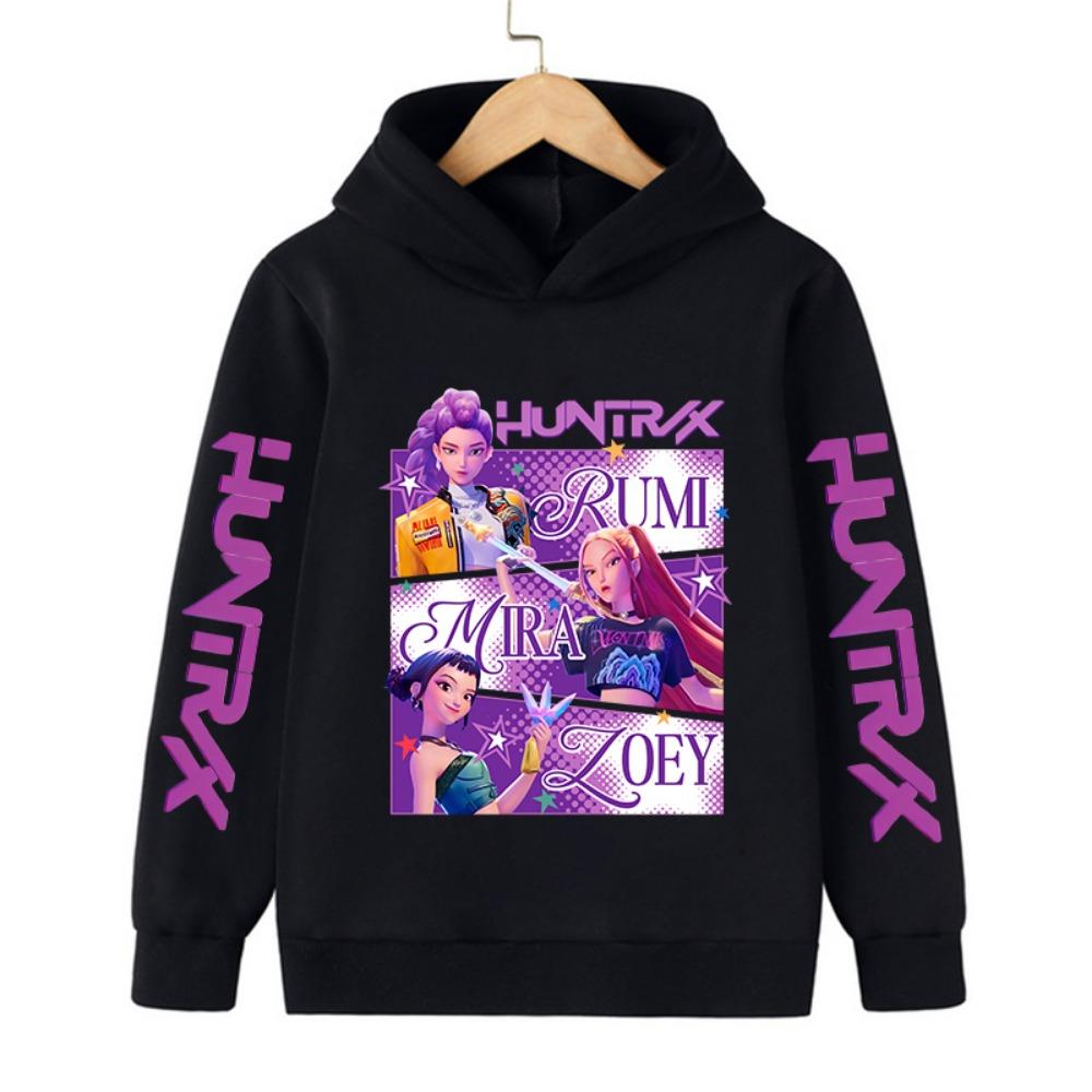 Korean-style Kids Fashion Hoodie Kpop Demon Hunter Fleece Sweatshirt Cute Harajuku-style Girls Fall/Winter Pullover