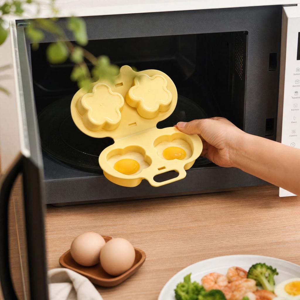 Microwave Egg Cooker Steamer with Flower and Heart Shapes for Breakfast