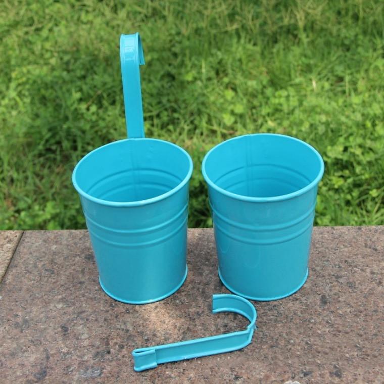 Hanging Planter Railing Balcony Planter for Indoor Outdoor Plants,Metal Bucket Herb Planter for Window Wall Fence with Removable Hooks