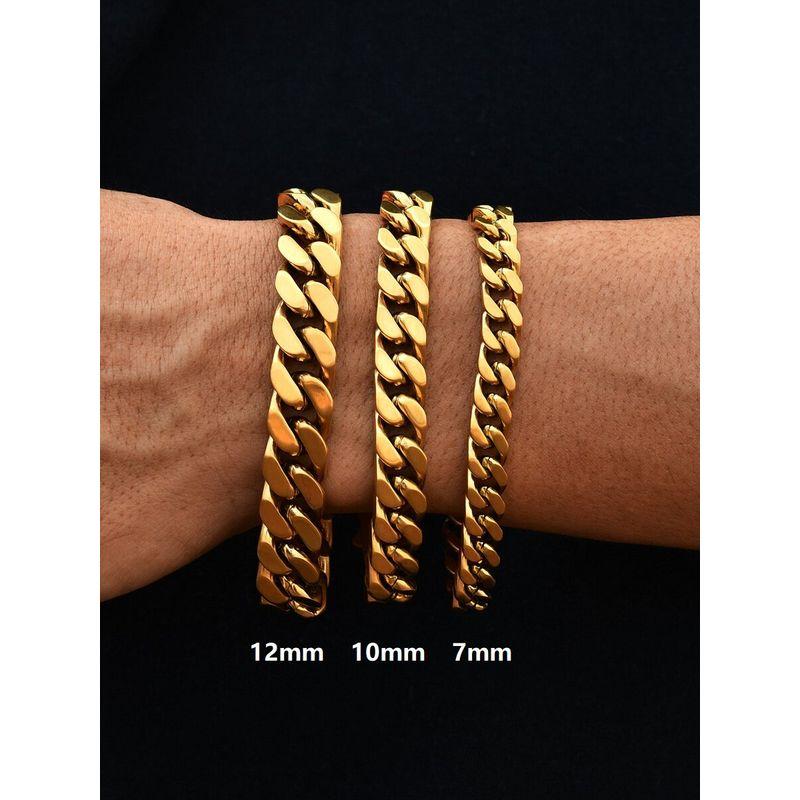 18K Gold Hip Hop Couple Frosted Cuban Link Chain Gold Frosted Surface 7Mm/16Cm
