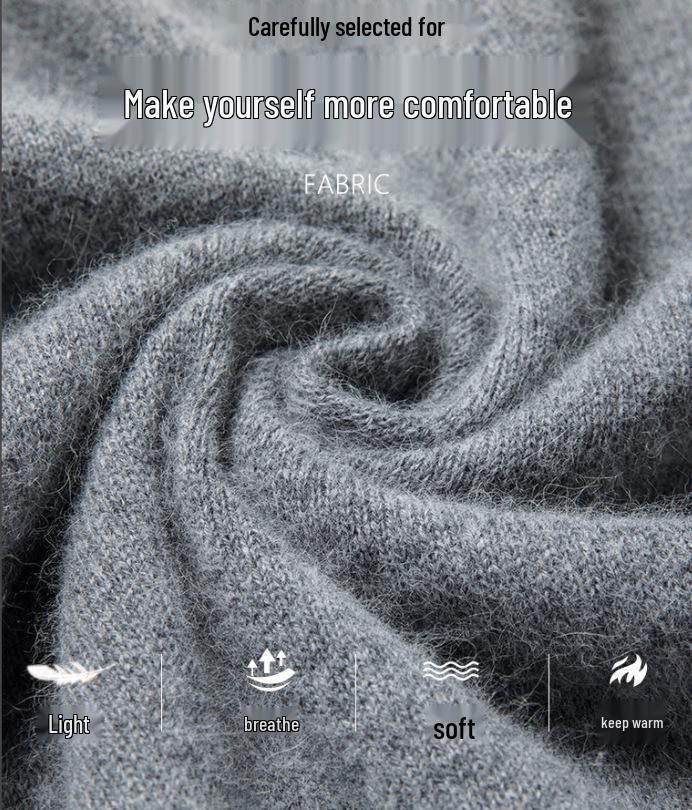 Suéter Autêntico Masculino Slim Fit Gola V em Cashmere - Manga Longa, Tamanho Grande