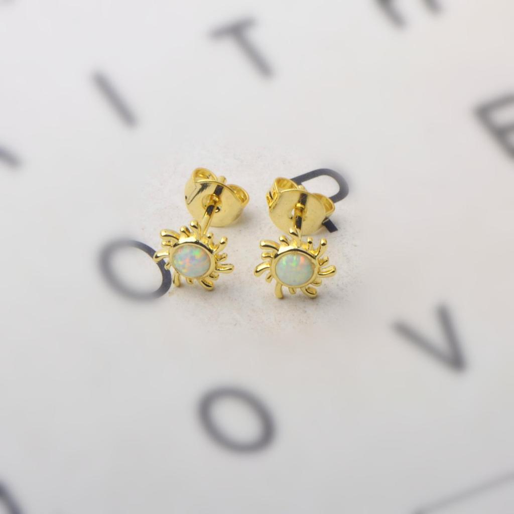 Ocean Style Opal Sun Earrings for Beach Girls