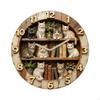 Katzenmotiv Wanduhr Holzoptik mit arabischen Ziffern Rustikal für Buchliebhaber, Wohnzimmer,