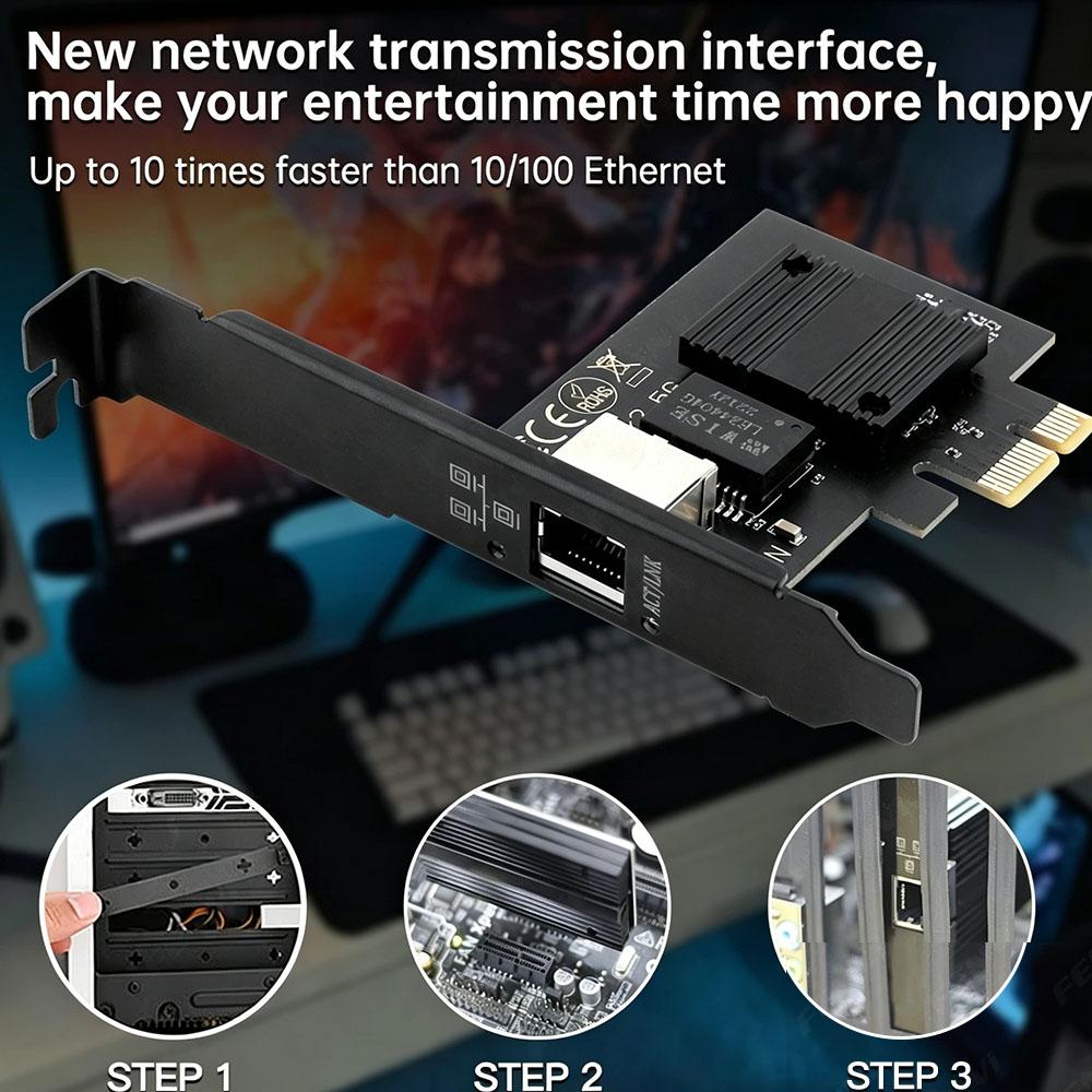 2.5G PCI‑E RJ45 Network Card Intel I226 Chip 100/1000/2500Mbps High Speed LAN Controller Adapter for Desktop PC Windows 10 11
