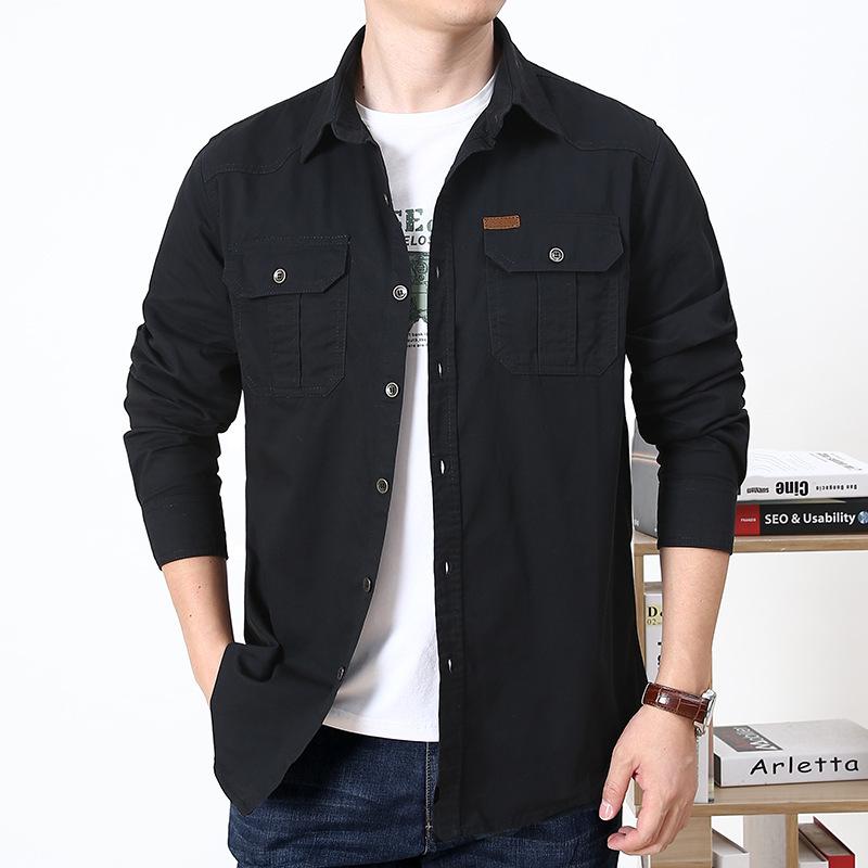 Men's Plus Size Casual Long-Sleeve Cotton Shirt - Spring/Autumn 2026 Collection