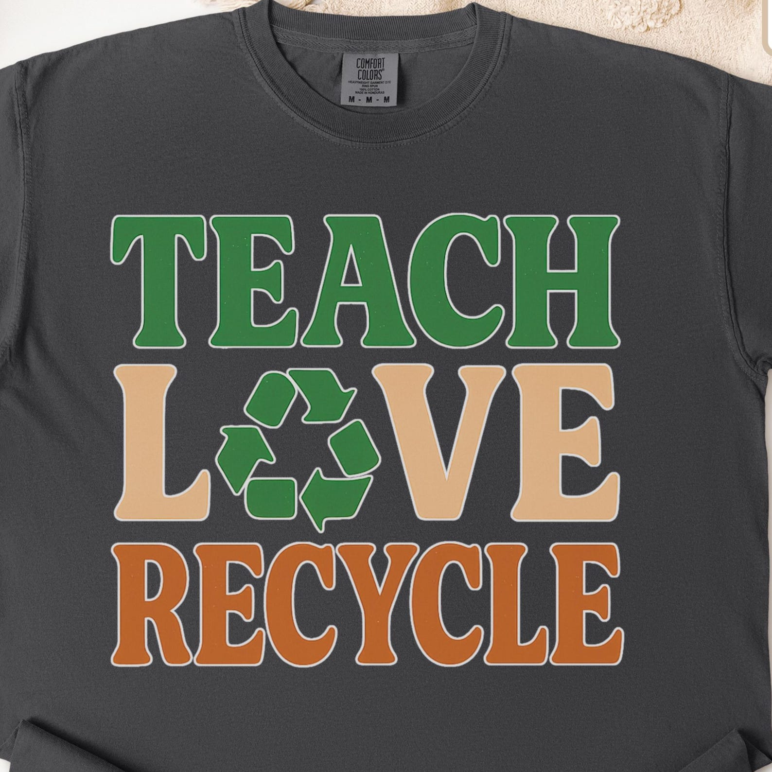 Teach Love Recycle T-Shirt: Eco-Friendly Unisex Tee, Earth Day Apparel 3XL