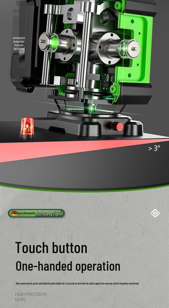 16-Line High-Precision Outdoor Green Laser Level with Strong Light and 12 Infrared Wall Stickers