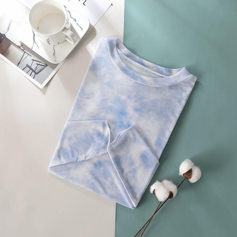Tie-Dye Mesh Base Layer for Women Summer Ice Silk Thin Long-Sleeve Inner Sun Protection Top T-Shirt – Trendy