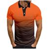 Men's Fashion Casual Short Sleeve Gradient Printed Lapel T-Shirt Tops