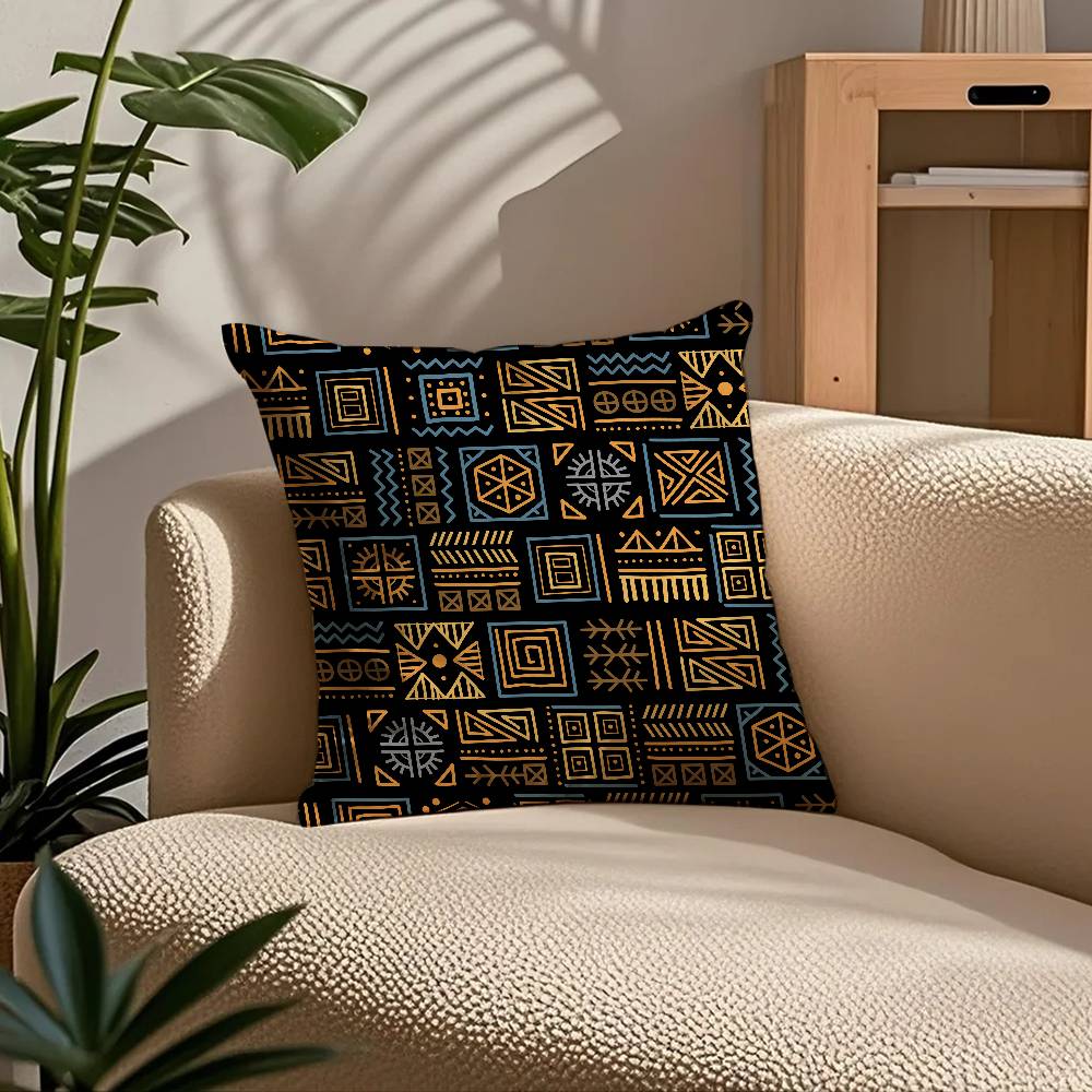 ART African Tribal Pattern Pillow Case Comfort Sofa Bed Silky Elegant Invisible Zipper Custom Decorative Cushion Cover