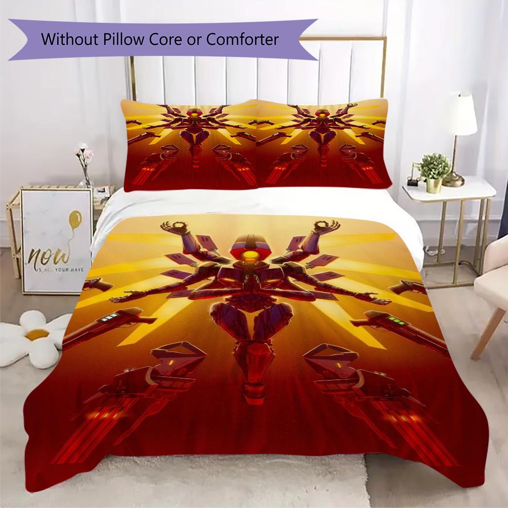 ULTRAKILL Pattern Bedding,Quilt Set Quilt Cover Pillowcase Home Birthday Gift(1 * Duvet Cover + 2 * Pillowcase, Without Core)_lx