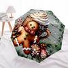 Gingerbread Man Themed Travel Umbrella 8 Ribs Automatic Opening and Closing,Portable Folding Design,Compact and Stylish Umbrella Suitable