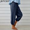 BITCED 12 Color Women's Fashion Casual Solid Color Print Pants & Capris
