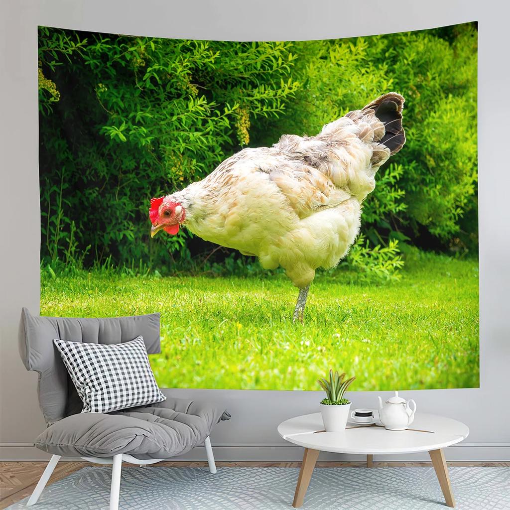 Farm Chicken Tapestry Funny Rooster  Animal Art  Home Living Room Bedroom Wall