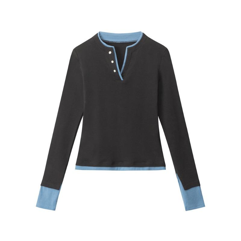 PEYWOW Women's Fashion V-Neck Long Sleeve Casual Blouses & Shirts
