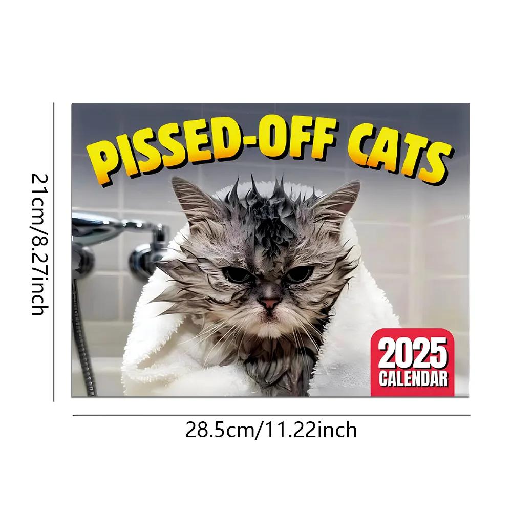 

2025 Wall Calendar Pissed-Off Cat English Calendar Cute Desk Accessories Office Supplies Every Day Can Be Celebrated