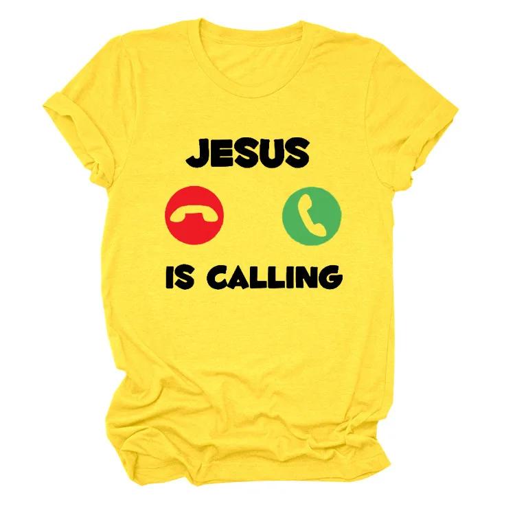 JUSUS iS CALLING Letter Print T Shirt Women Short Sleeve O Neck Loose Women Tshirt Ladies Summer Tee Shirt Tops Clothes