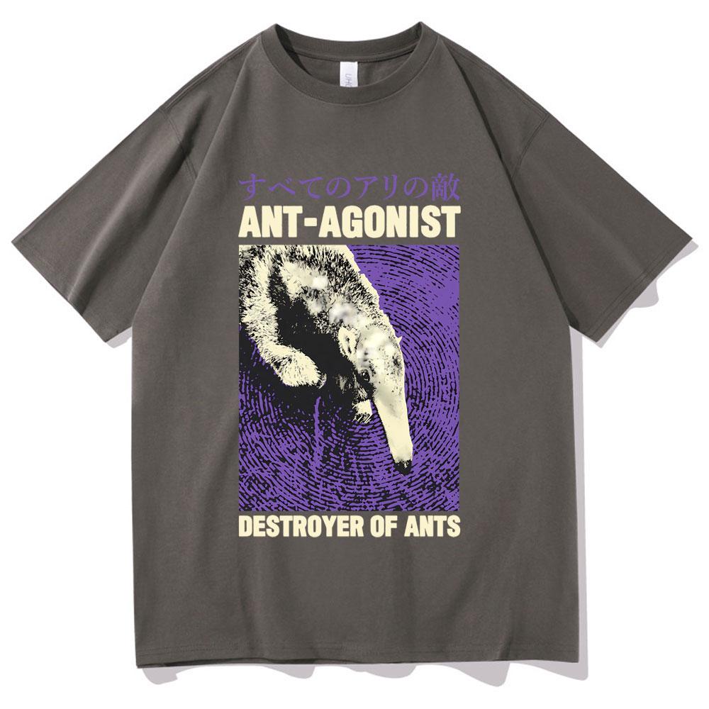 Ant Agonist Destroyer of Ants Tshirt Funny Meme Japanese Anteater Print Tshirt Men Women Casual Oversized Crewneck Short Sleeve