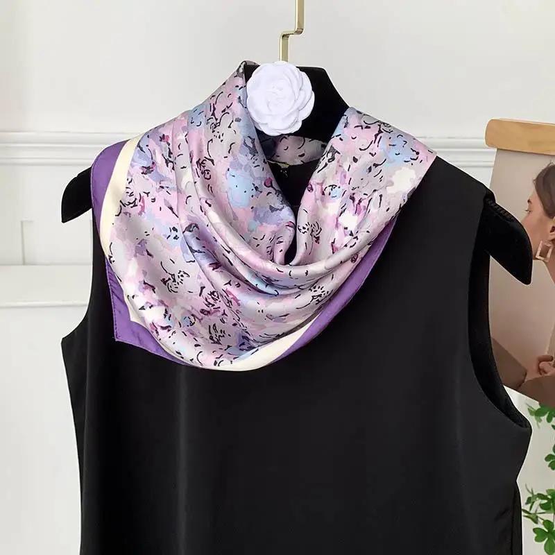 Retro 70*70 Square Scarf Colorful Silk Scarf Women Neck Scarf All-match Shawl Fashion Trendy Headscarf Women's Accessories Gifts