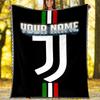 1pc Personalized Name Juventus Theme Blanket - Digital Print, Polyester, Cozy for All Seasons, Perfect for Outdoor, and Travel