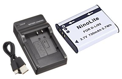 NinoLite Compatible USB Charger International Pentax Compatible 3-Piece Set D-LI92 + + Plug, (dc16dli92)